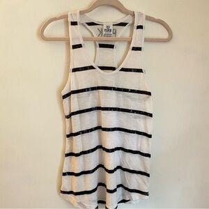 Victoria Secret Pink Black & White Striped Sequin Tank Top